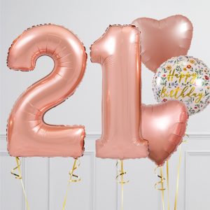 BALON ŠTEVILKA 21 rose gold