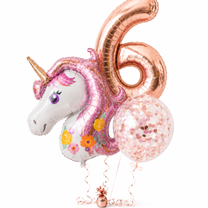 Unicorn rojstnodnevni balonski paket – Rose Gold