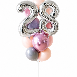 Happy Birthday balonski šopek s helijem in folija številkami